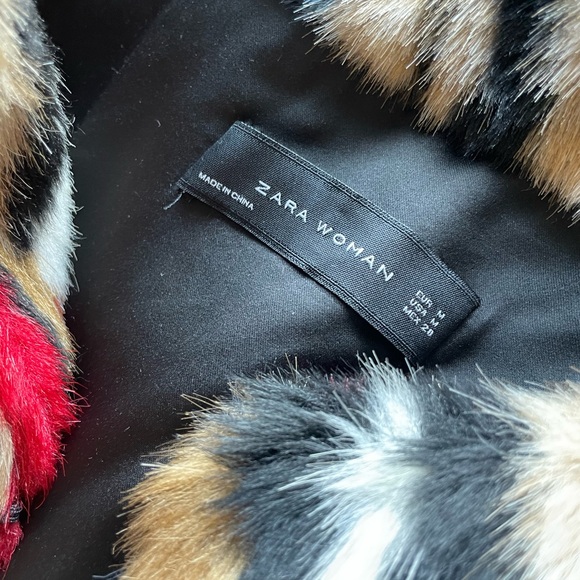 Zara Faux Fur Multicolor Longline sz M - Picture 7 of 7